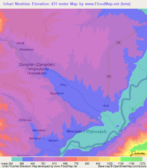 Ichari Mushlan,Azerbaijan Elevation Map
