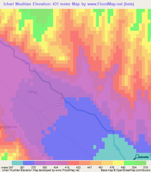 Ichari Mushlan,Azerbaijan Elevation Map
