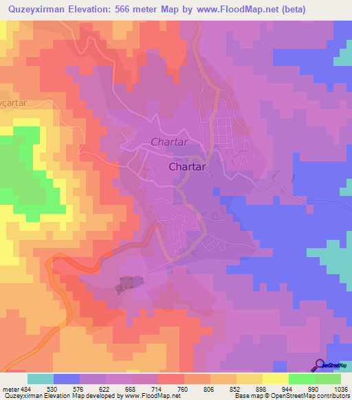 Quzeyxirman,Azerbaijan Elevation Map