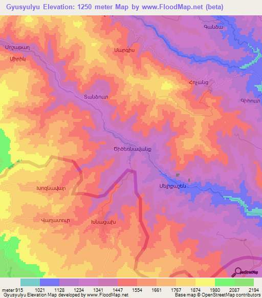 Gyusyulyu,Azerbaijan Elevation Map