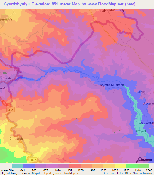 Gyurdzhyulyu,Azerbaijan Elevation Map