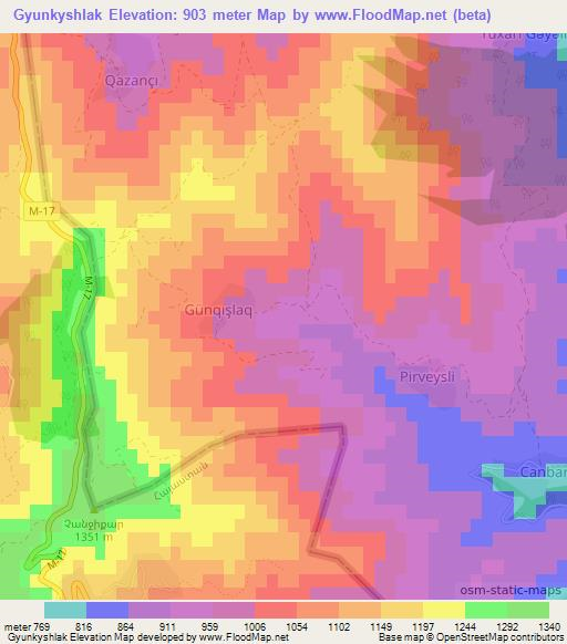 Gyunkyshlak,Azerbaijan Elevation Map