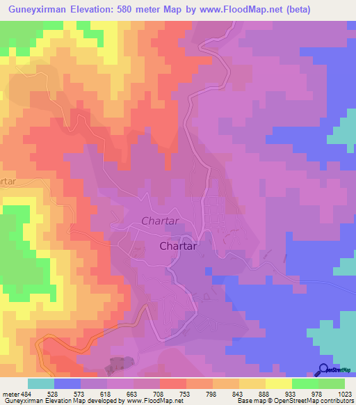 Guneyxirman,Azerbaijan Elevation Map