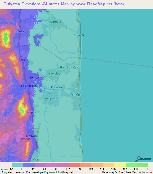 Gulyatan,Azerbaijan Elevation Map