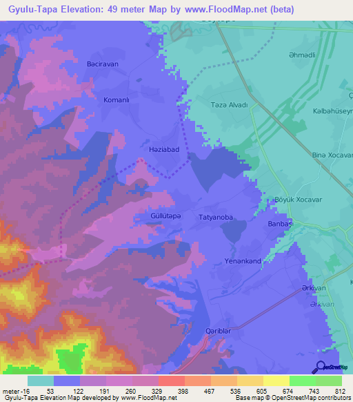 Gyulu-Tapa,Azerbaijan Elevation Map