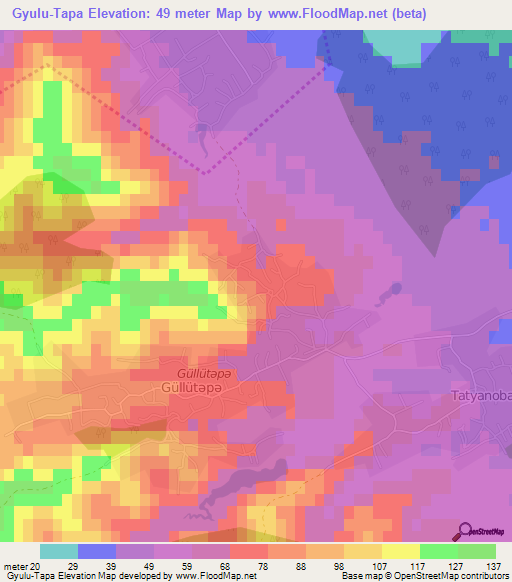 Gyulu-Tapa,Azerbaijan Elevation Map