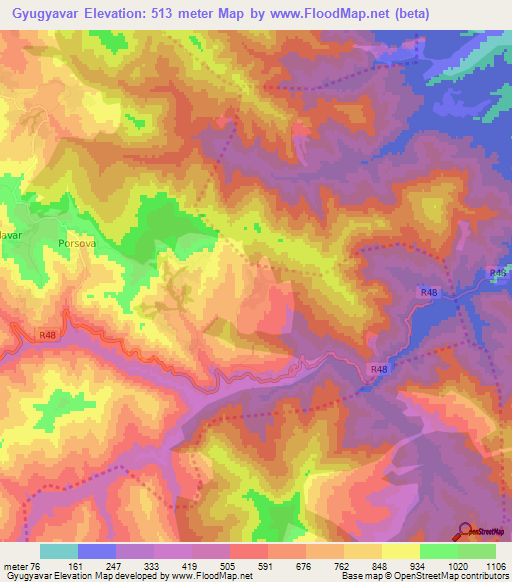 Gyugyavar,Azerbaijan Elevation Map