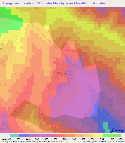 Gyugyavar,Azerbaijan Elevation Map