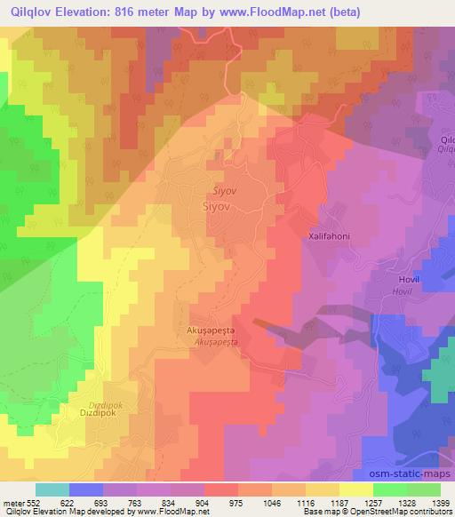 Qilqlov,Azerbaijan Elevation Map