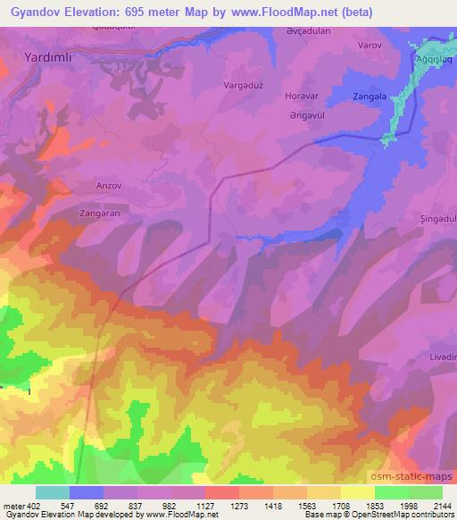 Gyandov,Azerbaijan Elevation Map