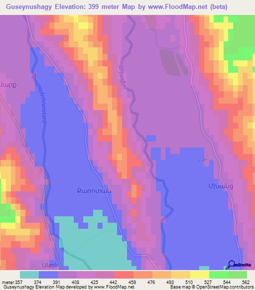 Guseynushagy,Azerbaijan Elevation Map