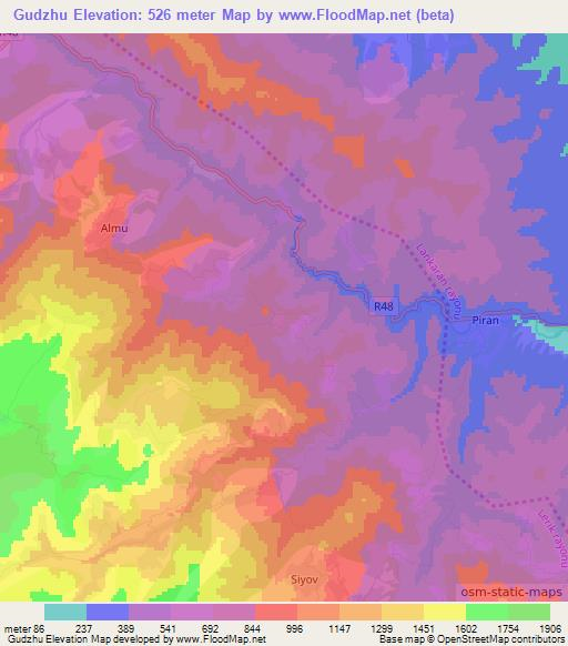 Gudzhu,Azerbaijan Elevation Map
