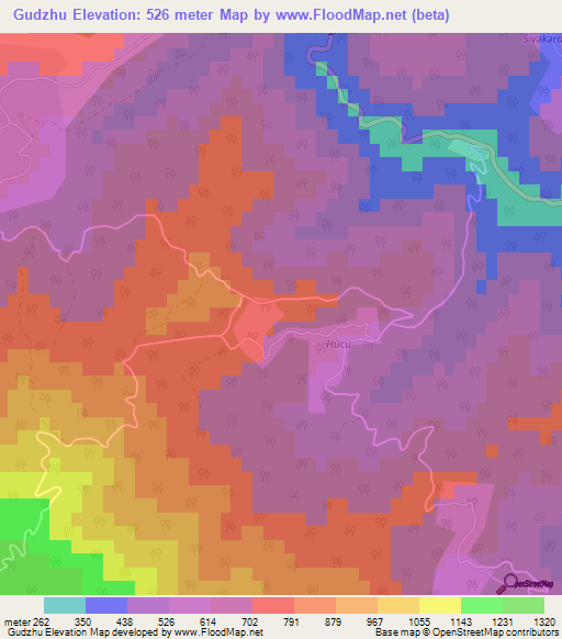Gudzhu,Azerbaijan Elevation Map