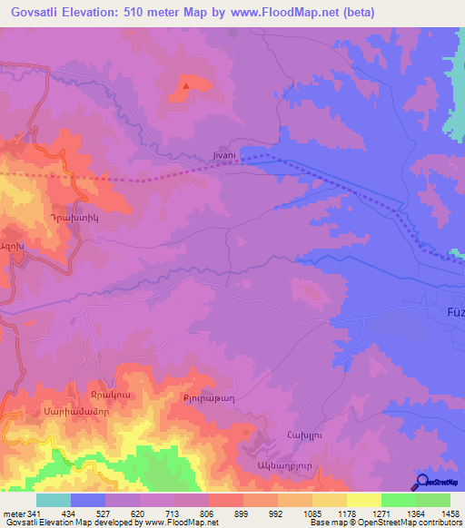 Govsatli,Azerbaijan Elevation Map