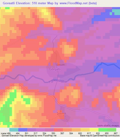 Govsatli,Azerbaijan Elevation Map