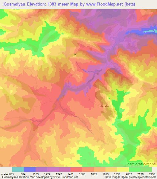 Gosmalyan,Azerbaijan Elevation Map