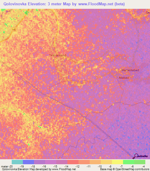 Qolovinovka,Azerbaijan Elevation Map