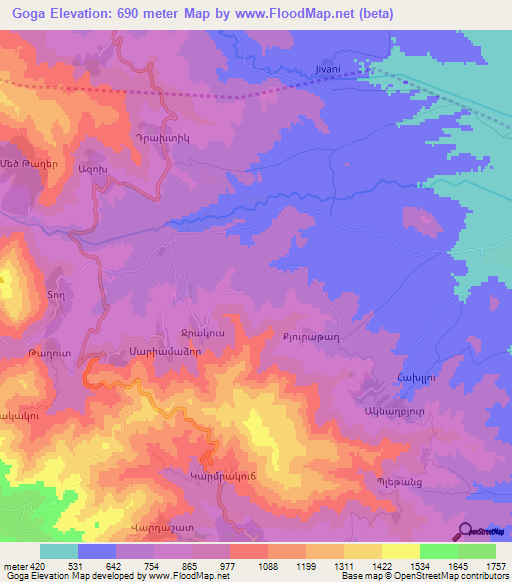 Goga,Azerbaijan Elevation Map