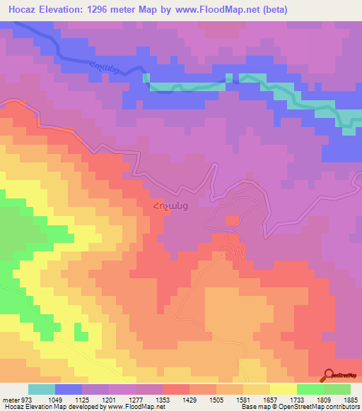 Hocaz,Azerbaijan Elevation Map
