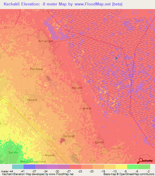 Kechakli,Azerbaijan Elevation Map