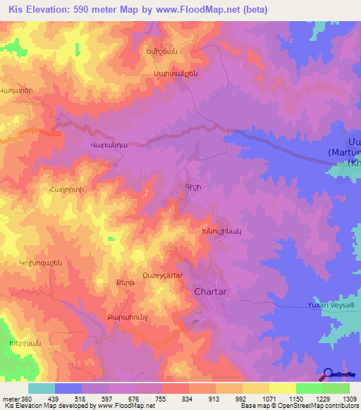 Kis,Azerbaijan Elevation Map