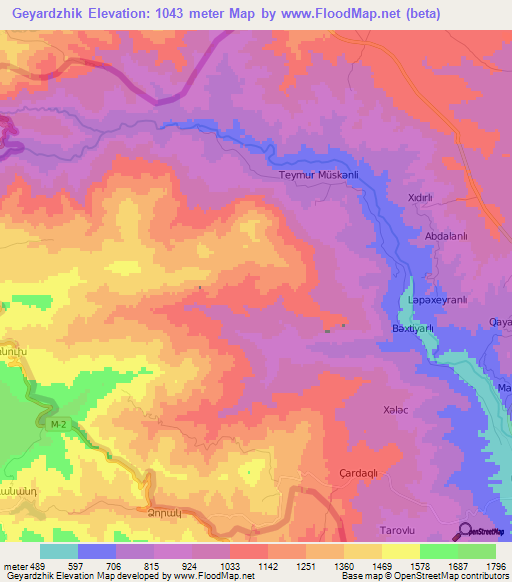 Geyardzhik,Azerbaijan Elevation Map