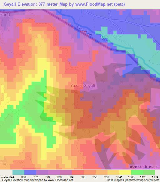 Geyali,Azerbaijan Elevation Map