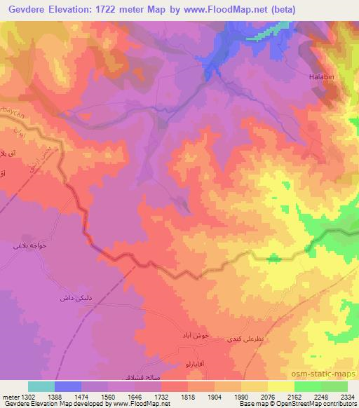 Gevdere,Azerbaijan Elevation Map