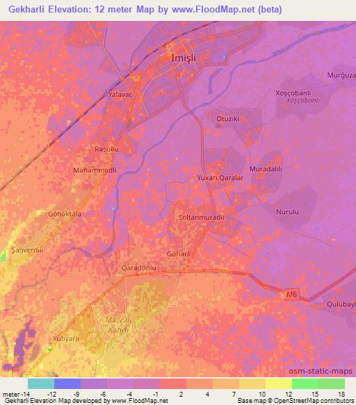 Gekharli,Azerbaijan Elevation Map