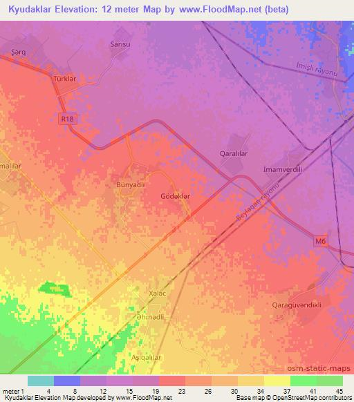 Kyudaklar,Azerbaijan Elevation Map