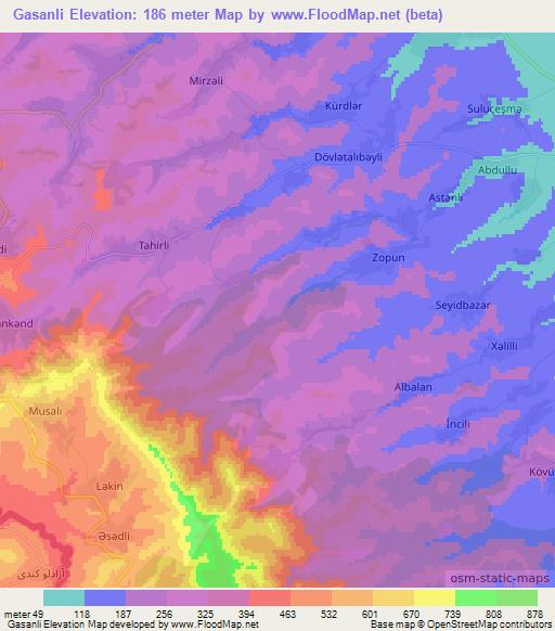 Gasanli,Azerbaijan Elevation Map