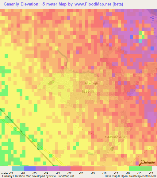 Gasanly,Azerbaijan Elevation Map