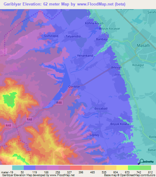 Gariblyar,Azerbaijan Elevation Map