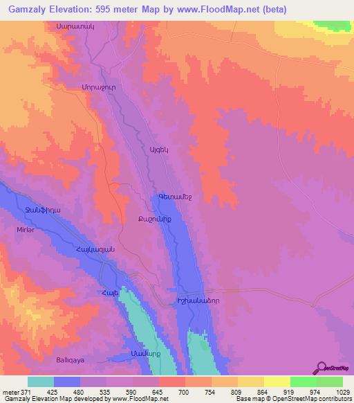 Gamzaly,Azerbaijan Elevation Map