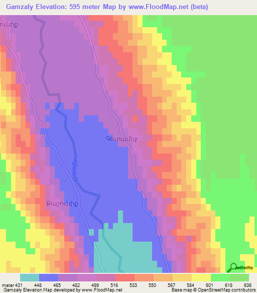 Gamzaly,Azerbaijan Elevation Map