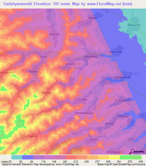 Gadzhymamedli,Azerbaijan Elevation Map