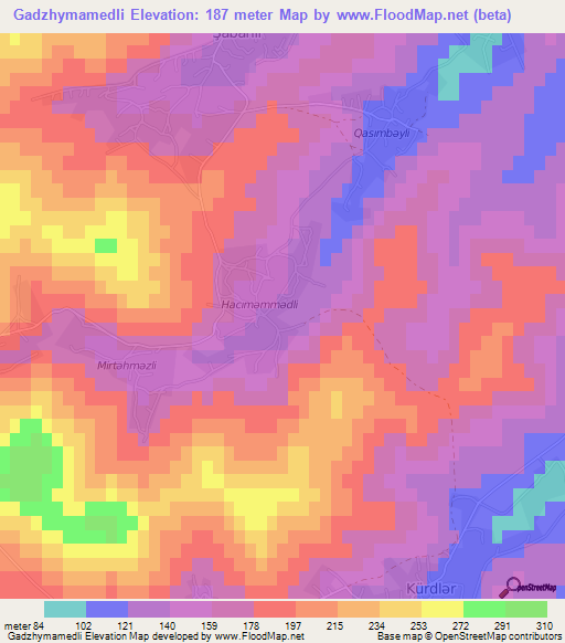 Gadzhymamedli,Azerbaijan Elevation Map