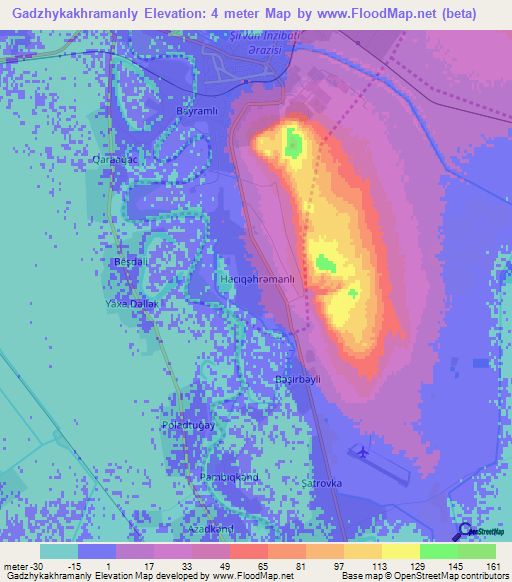 Gadzhykakhramanly,Azerbaijan Elevation Map