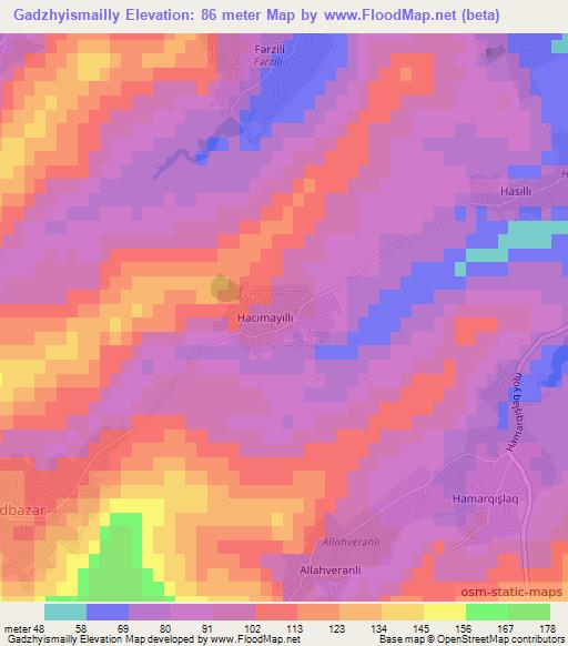 Gadzhyismailly,Azerbaijan Elevation Map