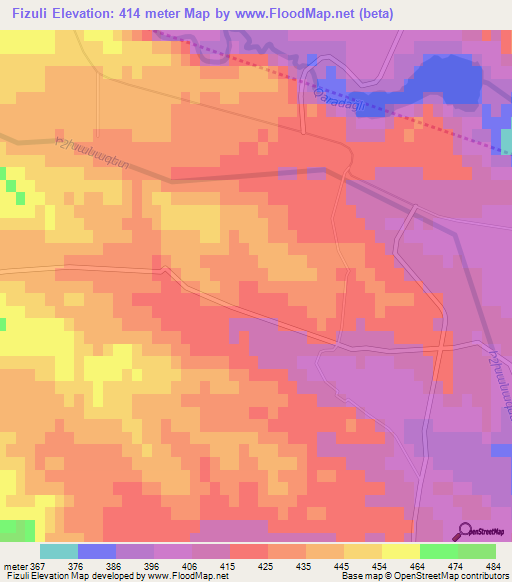 Fizuli,Azerbaijan Elevation Map