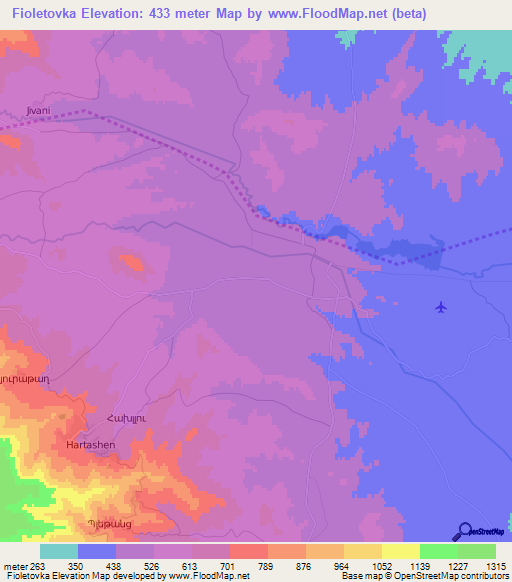 Fioletovka,Azerbaijan Elevation Map