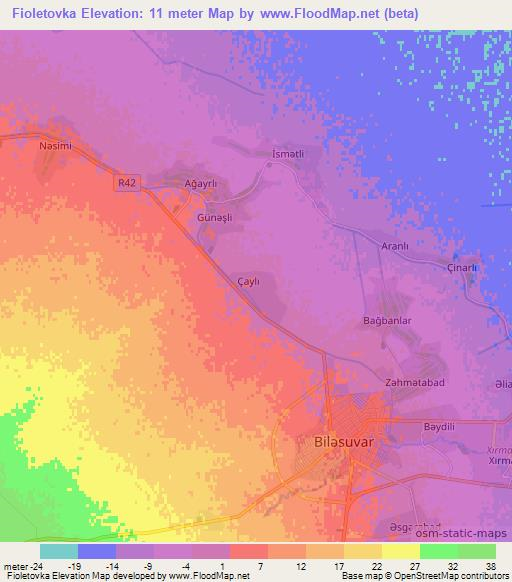 Fioletovka,Azerbaijan Elevation Map