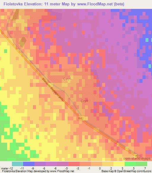 Fioletovka,Azerbaijan Elevation Map