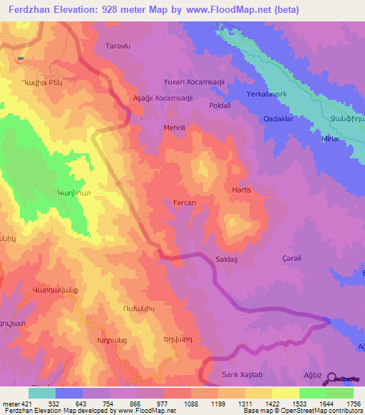 Ferdzhan,Azerbaijan Elevation Map