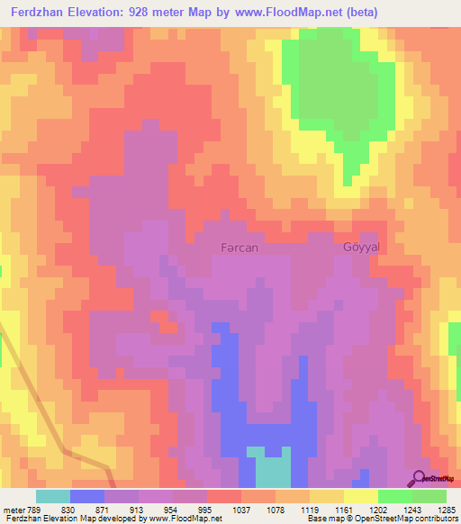 Ferdzhan,Azerbaijan Elevation Map