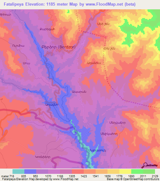 Fatalipeya,Azerbaijan Elevation Map