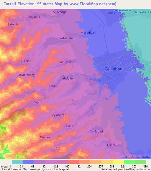 Farzali,Azerbaijan Elevation Map