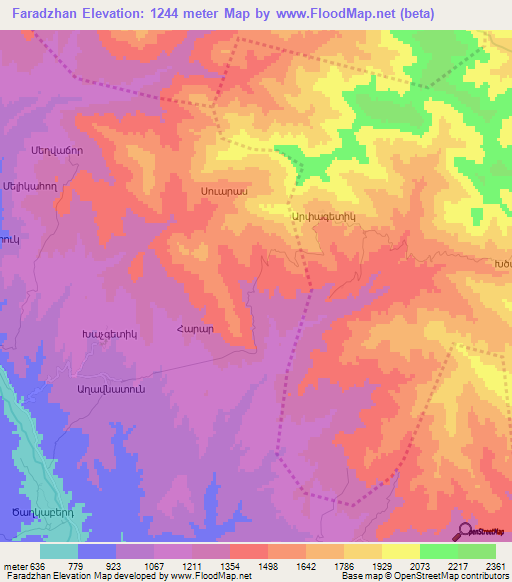 Faradzhan,Azerbaijan Elevation Map