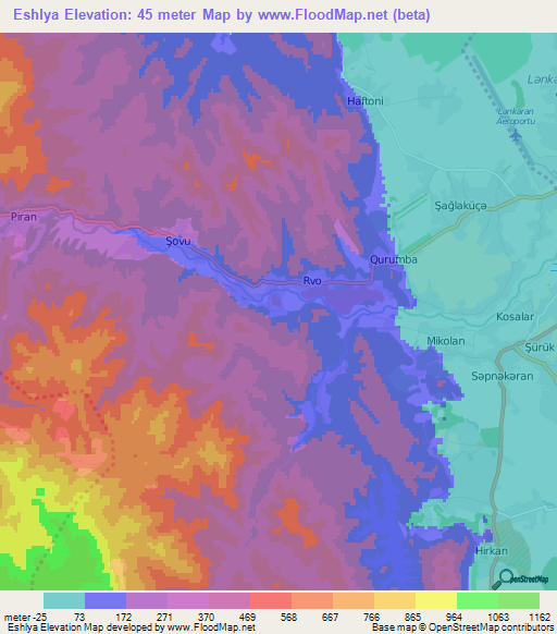 Eshlya,Azerbaijan Elevation Map