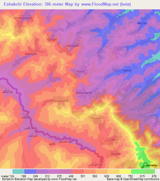 Eshakchi,Azerbaijan Elevation Map